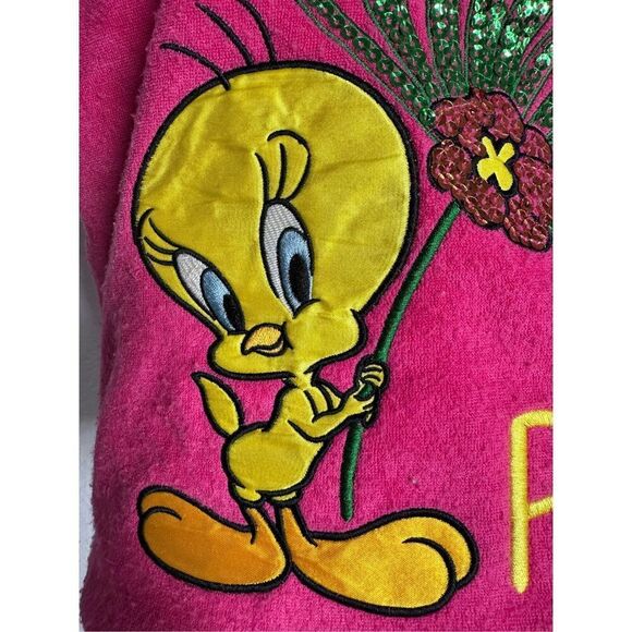 Y2K Tweety Bird Hot Pink Gold Terry Cloth Paradise Large Tote See Description - Picture 3 of 16